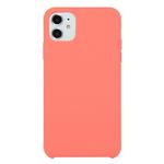 For iPhone 11 Solid Color Solid Silicone  Shockproof Case(Peach Red)