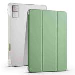 For Xiaomi Redmi Pad 10.61 3-folding Transparent TPU Smart Leather Tablet Case with Pen slot(Matcha Green)
