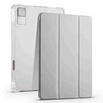 For Xiaomi Redmi Pad 10.61 3-folding Transparent TPU Smart Leather Tablet Case with Pen slot(Grey)