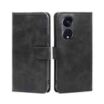 For OPPO Reno8 T 5G/A1 Pro 5G Calf Texture Buckle Flip Leather Phone Case(Black)