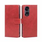 For OPPO Reno8 T 5G/A1 Pro 5G Calf Texture Buckle Flip Leather Phone Case(Red)