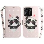 For Tecno Spark Go 2023 / Pop 7 Pro 3D Colored Horizontal Flip Leather Phone Case(Heart Panda)
