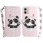 For Motorola Moto G13 / G23 / G53 3D Colored Horizontal Flip Leather Phone Case(Heart Panda)