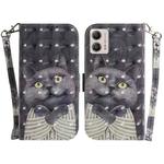 For Motorola Moto G13 / G23 / G53 3D Colored Horizontal Flip Leather Phone Case(Hug Cat)