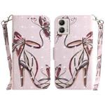 For Motorola Moto G13 / G23 / G53 3D Colored Horizontal Flip Leather Phone Case(Butterfly High-heeled)