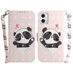 For Motorola Moto G73 3D Colored Horizontal Flip Leather Phone Case(Heart Panda)