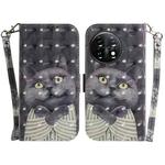 For OnePlus 11 3D Colored Horizontal Flip Leather Phone Case(Hug Cat)