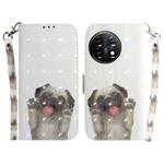 For OnePlus 11 3D Colored Horizontal Flip Leather Phone Case(Pug)