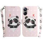 For Realme 10 Pro 5G 3D Colored Horizontal Flip Leather Phone Case(Heart Panda)