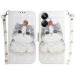 For Realme 10 Pro+ 3D Colored Horizontal Flip Leather Phone Case(Cute Cat)