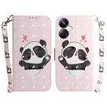 For Realme 10 Pro+ 3D Colored Horizontal Flip Leather Phone Case(Heart Panda)