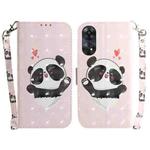 For OPPO Reno8 T 4G 3D Colored Horizontal Flip Leather Phone Case(Heart Panda)