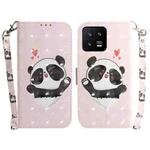 For Xiaomi 13 5G 3D Colored Horizontal Flip Leather Phone Case(Heart Panda)