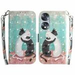 For Honor 70 3D Colored Horizontal Flip Leather Phone Case(Black White Cat)