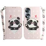 For Honor 70 3D Colored Horizontal Flip Leather Phone Case(Heart Panda)