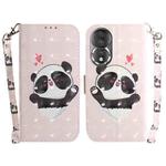 For Honor 80 3D Colored Horizontal Flip Leather Phone Case(Heart Panda)