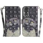 For Honor 80 3D Colored Horizontal Flip Leather Phone Case(Hug Cat)