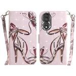 For Honor 80 3D Colored Horizontal Flip Leather Phone Case(Butterfly High-heeled)