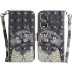 For Honor 80 Pro 3D Colored Horizontal Flip Leather Phone Case(Hug Cat)