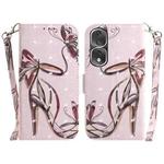For Honor 80 Pro 3D Colored Horizontal Flip Leather Phone Case(Butterfly High-heeled)