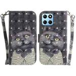 For Honor X8 5G 3D Colored Horizontal Flip Leather Phone Case(Hug Cat)