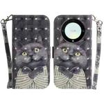 For Honor X9a 3D Colored Horizontal Flip Leather Phone Case(Hug Cat)