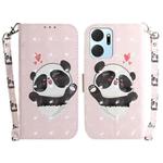 For Honor X7A 3D Colored Horizontal Flip Leather Phone Case(Heart Panda)