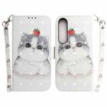 For Sony Xperia 1 IV 2023 3D Colored Horizontal Flip Leather Phone Case(Cute Cat)