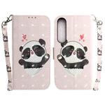 For Sony Xperia 1 IV 2023 3D Colored Horizontal Flip Leather Phone Case(Heart Panda)