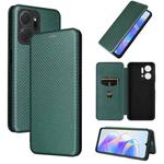 For Honor X7a Carbon Fiber Texture Flip Leather Phone Case(Green)