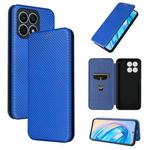 For Honor X8a Carbon Fiber Texture Flip Leather Phone Case(Blue)