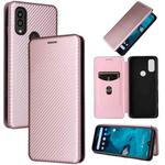 For Kyocera Android One S10 Carbon Fiber Texture Flip Leather Phone Case(Pink)