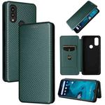 For Kyocera Android One S10 Carbon Fiber Texture Flip Leather Phone Case(Green)