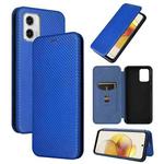 For Motorola Moto G73 Carbon Fiber Texture Flip Leather Phone Case(Blue)