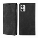 For Motorola Moto G73 5G Skin Feel Magnetic Horizontal Flip Leather Phone Case(Black)