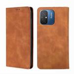 For Xiaomi Redmi 12C 4G Skin Feel Magnetic Horizontal Flip Leather Phone Case(Light Brown)