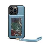For iPhone 14 Pro Max ESEBLE Star Series Lanyard Holder Card Slot Phone Case(Blue)