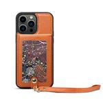 For iPhone 13 Pro Max ESEBLE Star Series Lanyard Holder Card Slot Phone Case(Brown)