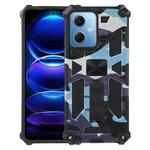 For Xiaomi Redmi Note 12 Camouflage Armor Kickstand TPU + PC Magnetic Phone Case(Light Blue)