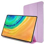 For Huawei Matepad 10.4 TPU Silk Texture Three-fold Horizontal Flip Leather Case with Holder(Light Purple)