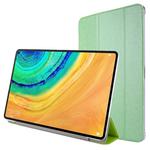 For Huawei Matepad 10.4 TPU Silk Texture Three-fold Horizontal Flip Leather Case with Holder(Green)