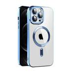 For iPhone 12 Pro CD Texture Plating TPU MagSafe Phone Case with Lens Film(Sierra Blue)