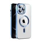 For iPhone 12 Pro Max CD Texture Plating TPU MagSafe Phone Case with Lens Film(Sierra Blue)