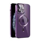 For iPhone 11 CD Texture Plating TPU MagSafe Phone Case with Lens Film(Dark Purple)