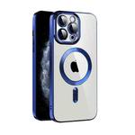 For iPhone 11 CD Texture Plating TPU MagSafe Phone Case with Lens Film(Royal Blue)