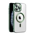 For iPhone 11 CD Texture Plating TPU MagSafe Phone Case with Lens Film(Dark Green)