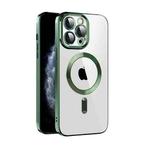 For iPhone 11 Pro Max CD Texture Plating TPU MagSafe Phone Case with Lens Film(Dark Green)