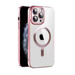 For iPhone 11 Pro Max CD Texture Plating TPU MagSafe Phone Case with Lens Film(Pink)