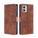 For Motorola Moto G53 5G/G13 4G/G23 4G Skin Feel Crocodile Magnetic Clasp Leather Phone Case(Brown)