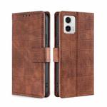 For Motorola Moto G73 5G Skin Feel Crocodile Magnetic Clasp Leather Phone Case(Brown)